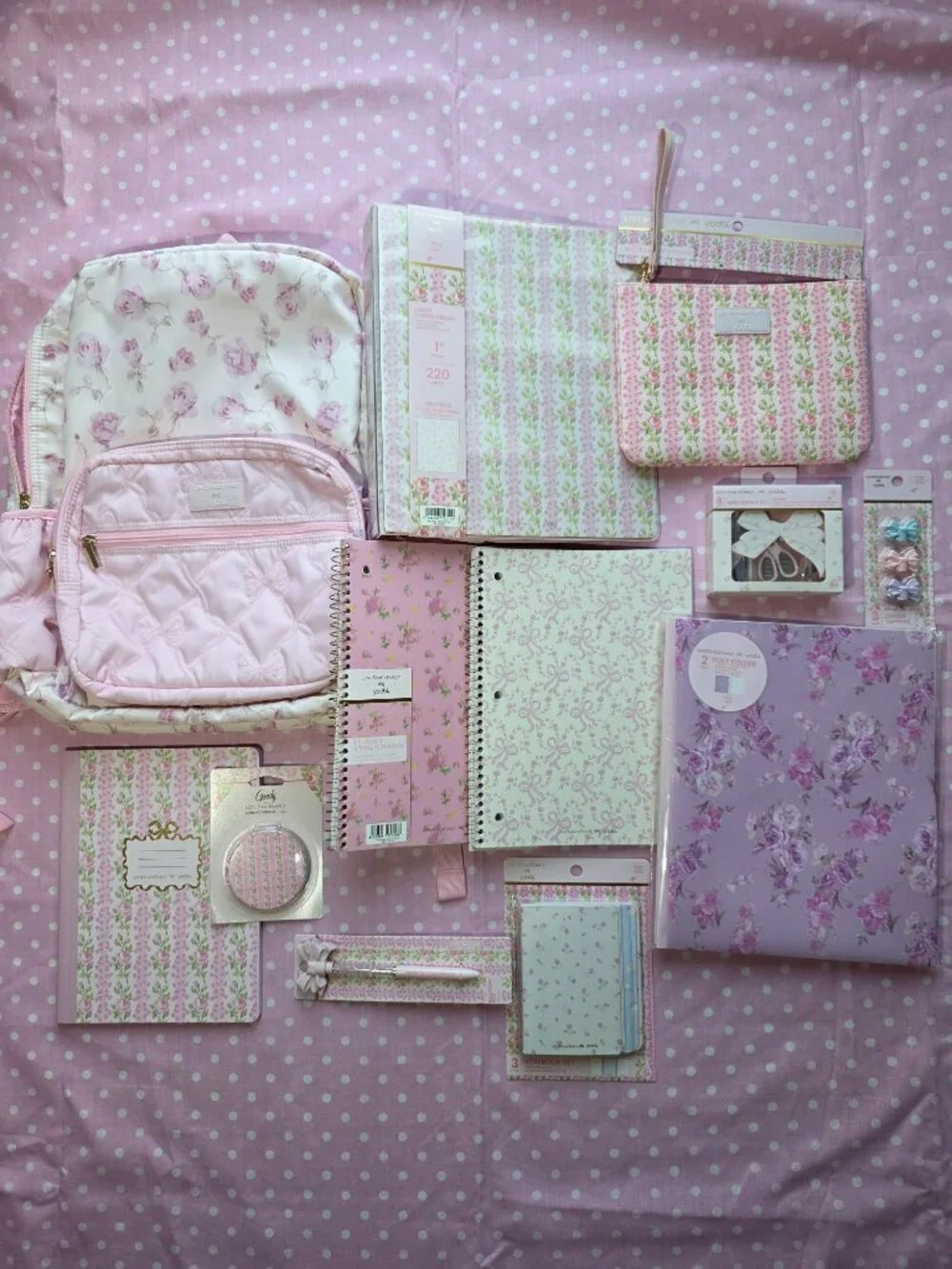 LoveShackFancy Target Yoobi Backpack Ribbon Rosa binder Supply BUNDLE lot 12